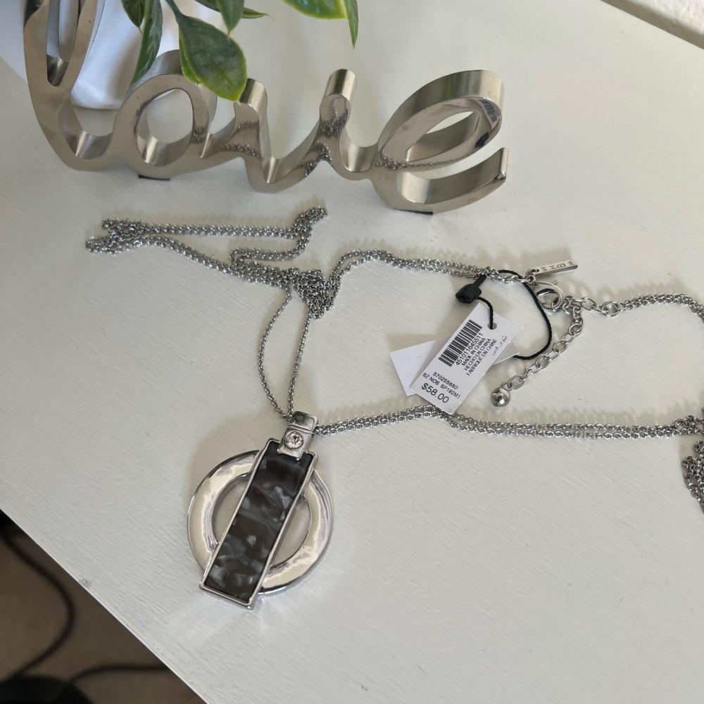 NWT WHBM Long Double Chain Pendant Necklace